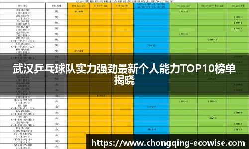 武汉乒乓球队实力强劲最新个人能力TOP10榜单揭晓